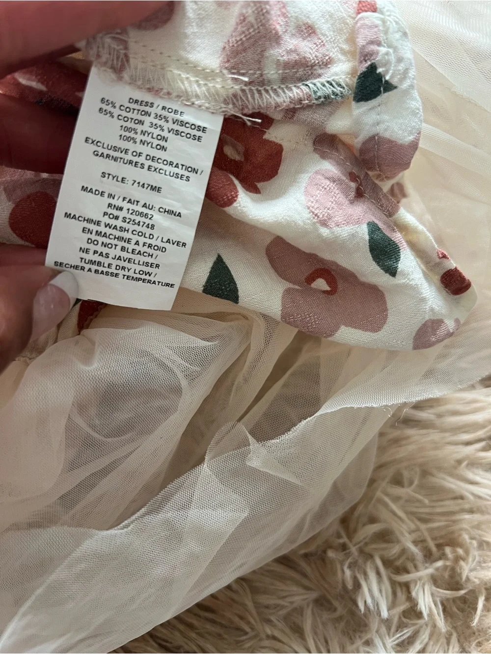 Tulle Skirt Floral Baby Dress - Pink & Cream. 18 month.